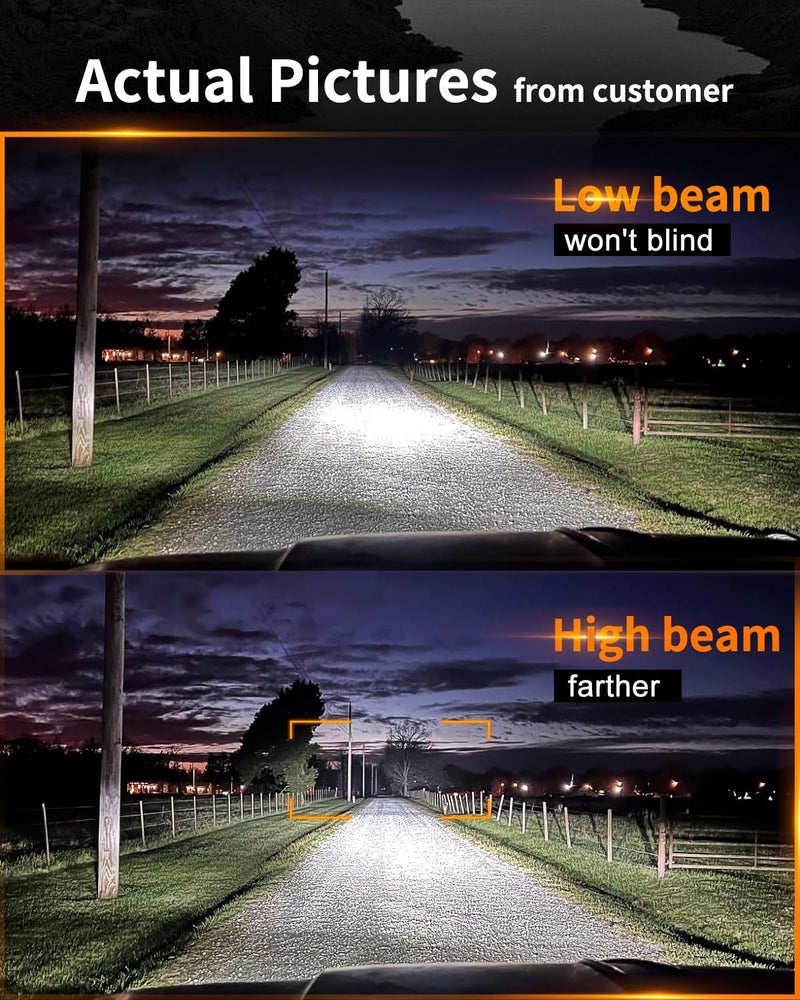 UNI-SHINE 7-Inch LED Headlights - with Amber Turn Signal White DRL, DOT Approved, Hi/Lo Beam, Compatible with Jeep Wrangler JK TJ CJ, Chevy, and Miata - Image 4